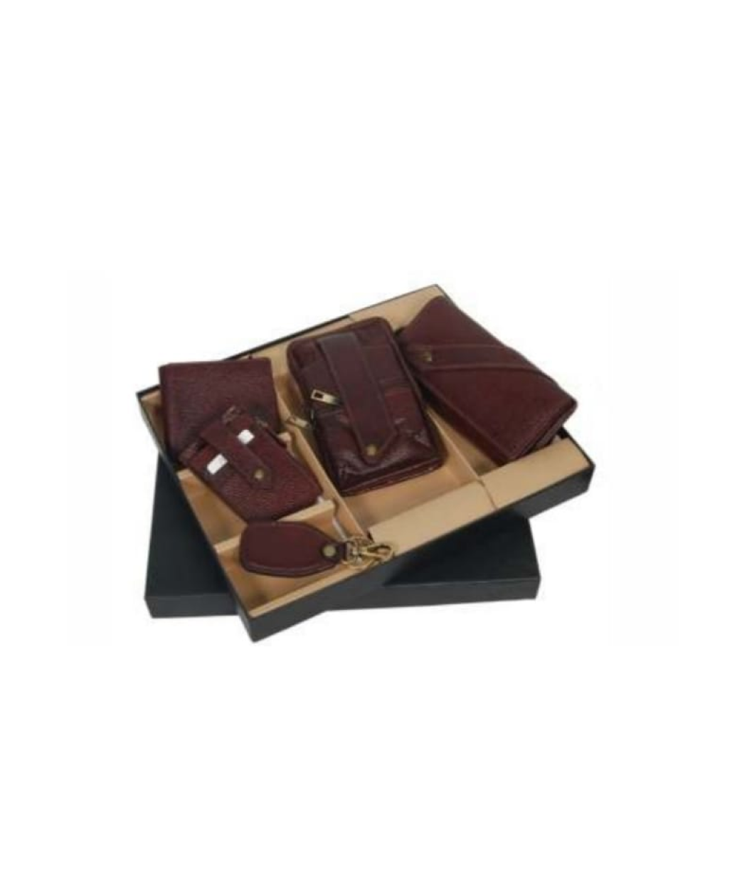 MG-LR01 - 5 In 1 ( Brown NDM ) Ladies Wallet ,Gents Wallet, Travel Sling Bag, Card Holder, Key Chain Box