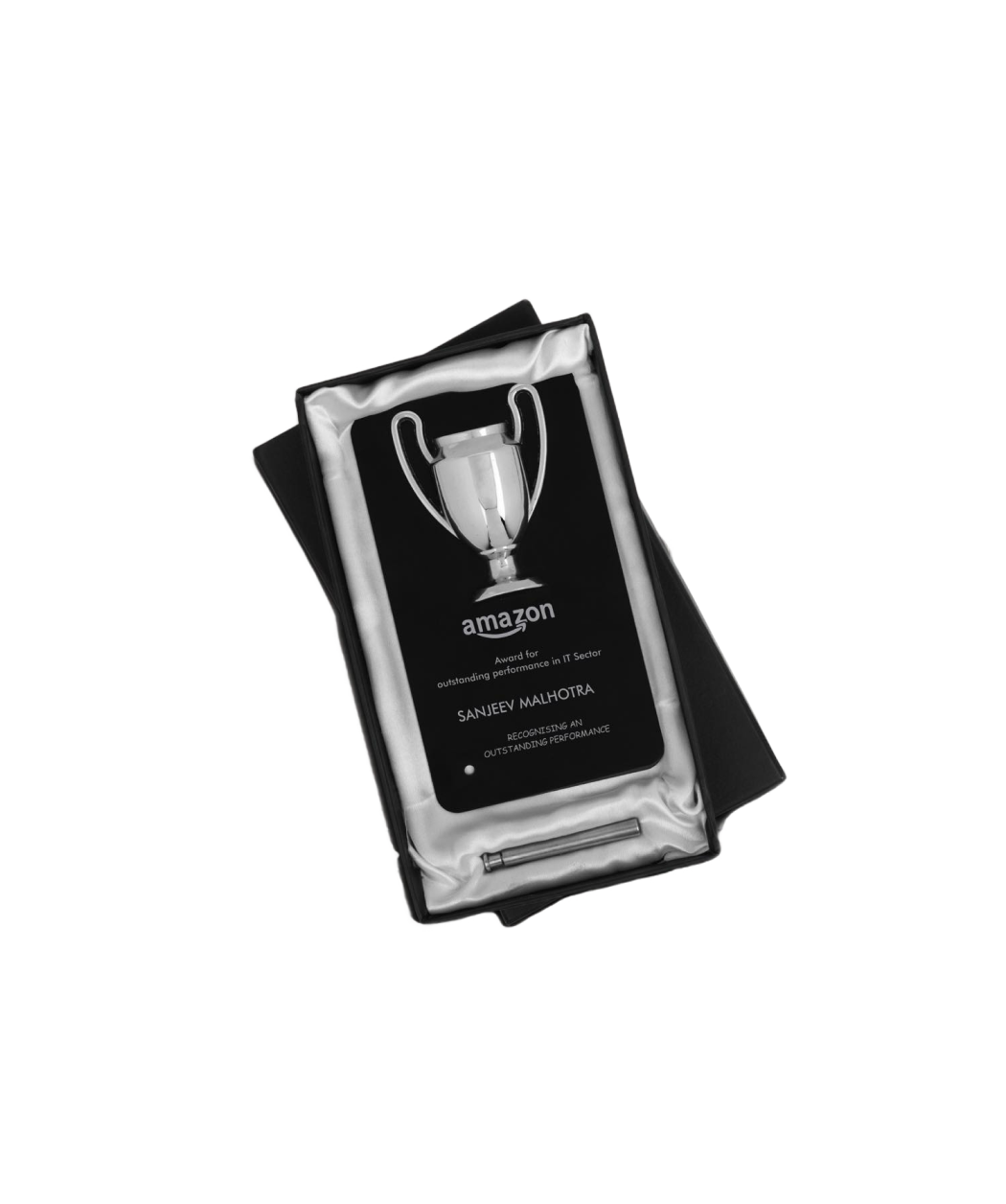 MG-TM03– Winner Cup Desk Trophy With Stand | Shiny Chrome Cup With Black Plate (MOQ - 50 Pcs)