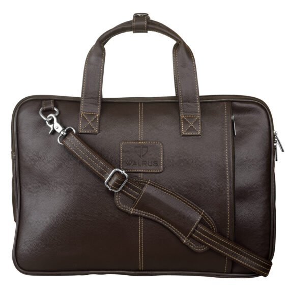 Walrus Sleek Brown Slim Synthetic Leather Laptop Messenger Bag