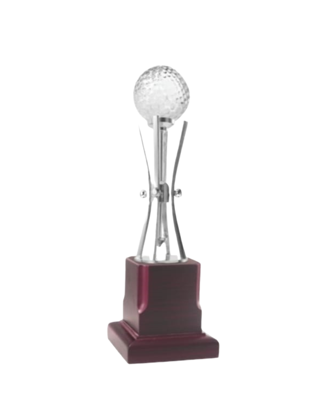 MG-TM40 - Silver Trophy with Crystal Golf Ball (MOQ - 50 Pcs)