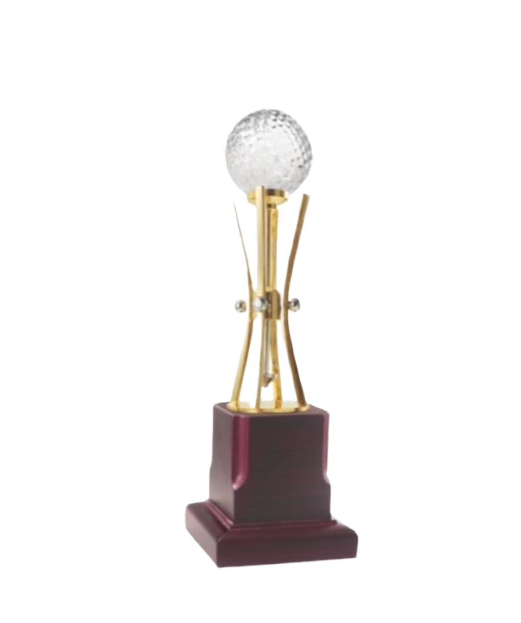 MG-TM39 - Golden Trophy with Crystal Golf Ball (MOQ - 50 Pcs)