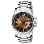 Metal Strap Wrist Watch for Men with Push Button Lock